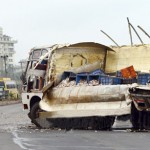 Fish lorry overturns